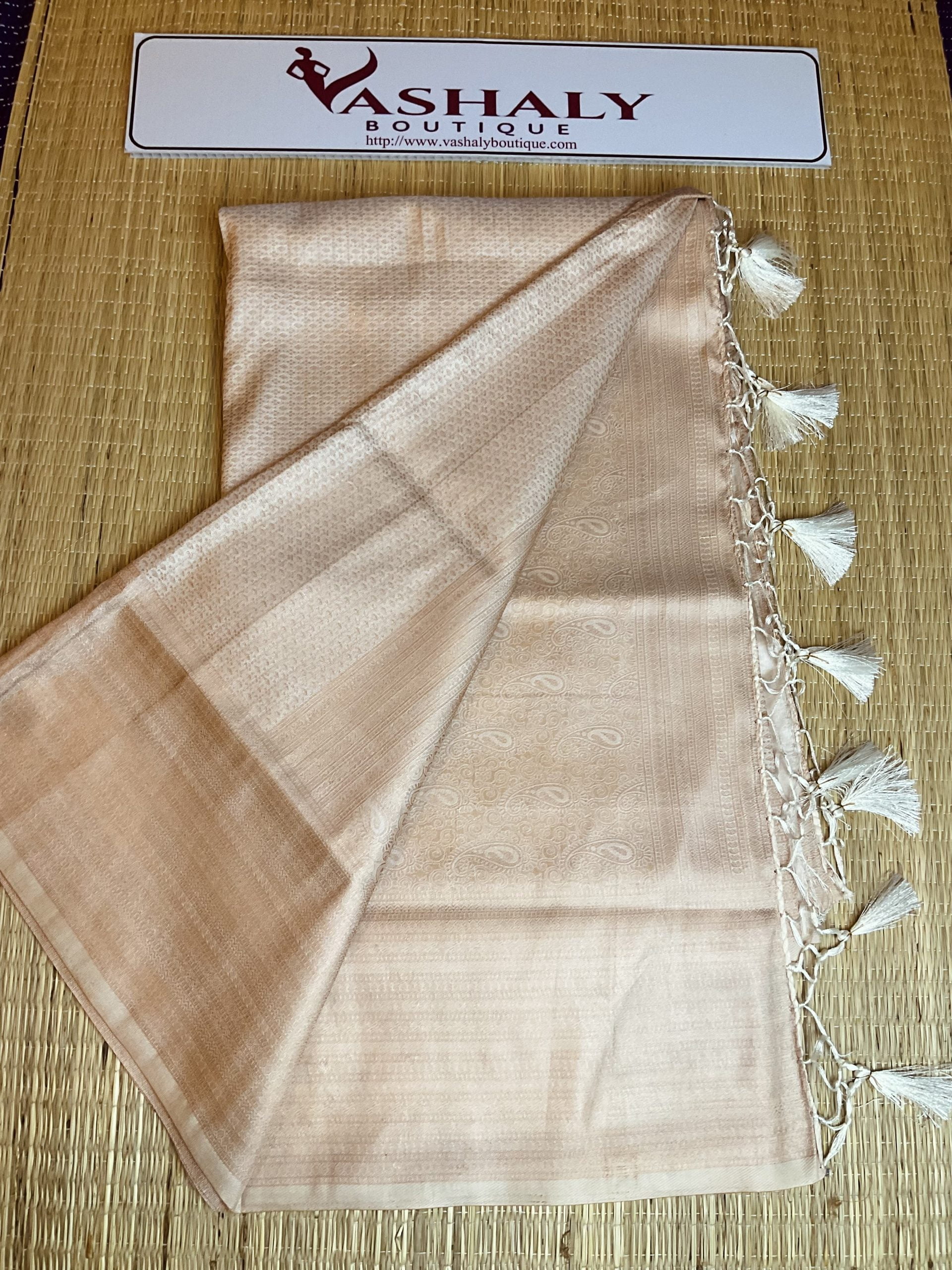 Premium Soft Silk Saree (Golden Cream) - Image 3