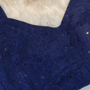 Chikan Embroidered Designer Blouse (Midnight Blue)