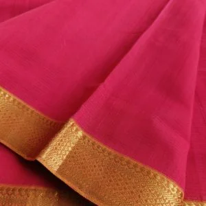 Mangalgiri Cotton Sarees in Missing Lines Design (Rani Red)