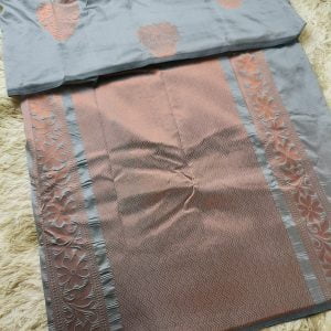 Mayilthogai Soft Silk Sarees (Cool Grey with Copper)