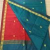 Maheswari Cotton Sarees (Peacock Green-Red) - Image 3