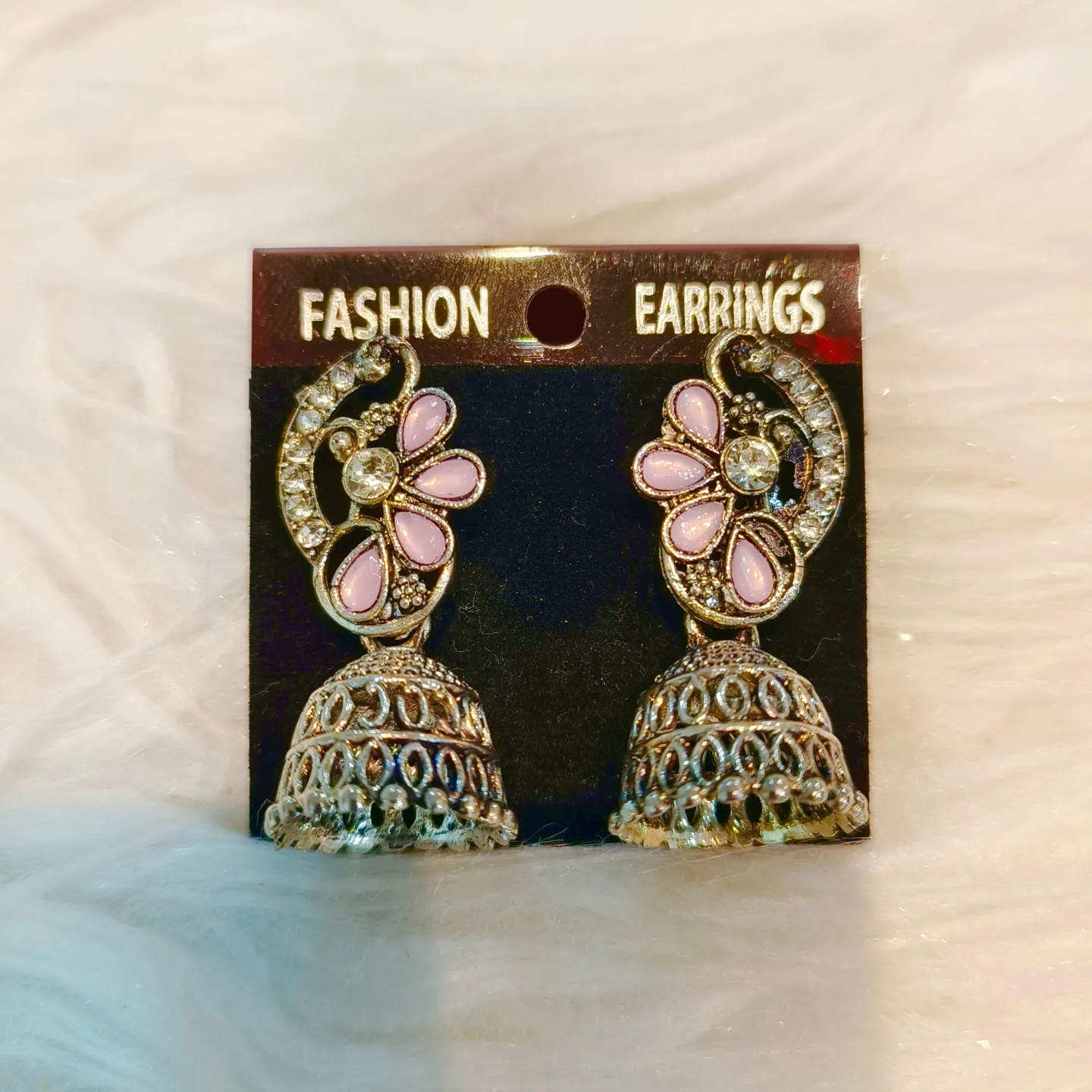 Rangoli Jhumkas (Floral) Blush Pink - Image 2