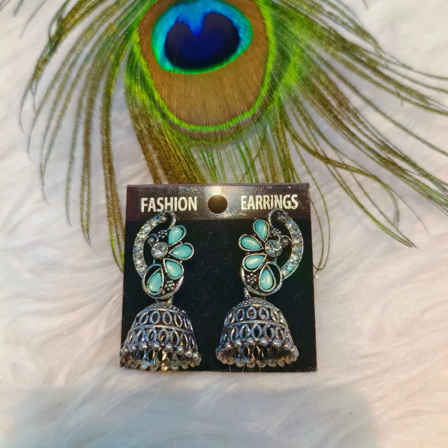 Rangoli Jhumkas (Floral) Mint Green