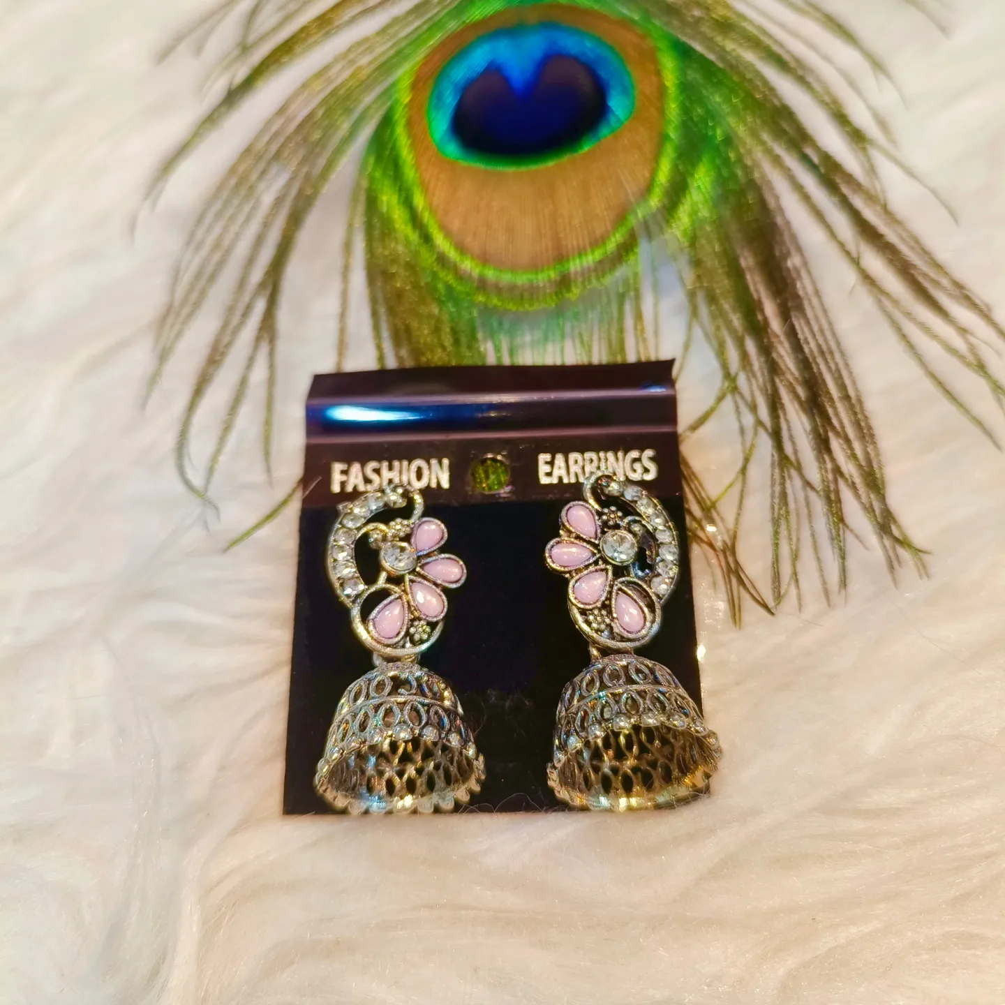 Rangoli Jhumkas (Floral) Blush Pink