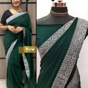 Maya Ready-To-Wear Georgette Sarees (Deep Green)
