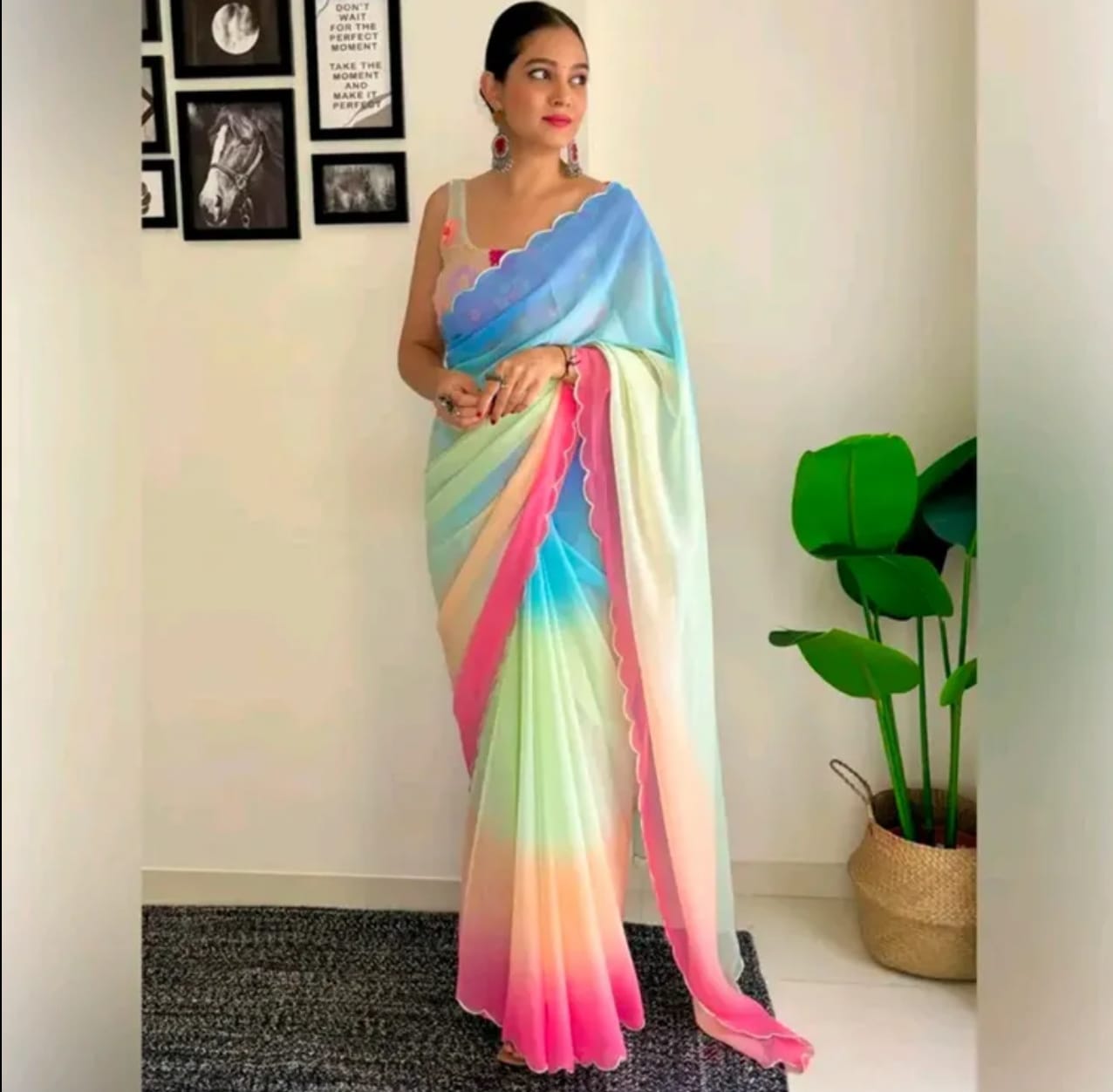 Riya Ready-To-Wear Chiffon Sarees (Multicolour 1)