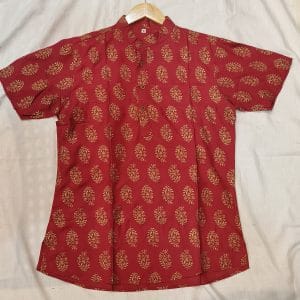 Men's Cotton Kurta (Short Sleeves - Red)