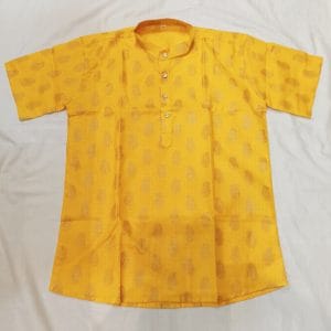 Men's Cotton Kurta (Short Sleeves - Yellow)