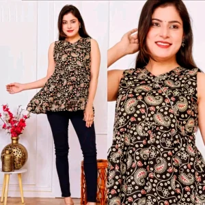 Ajrakh Cotton Tunics - Black Design 2