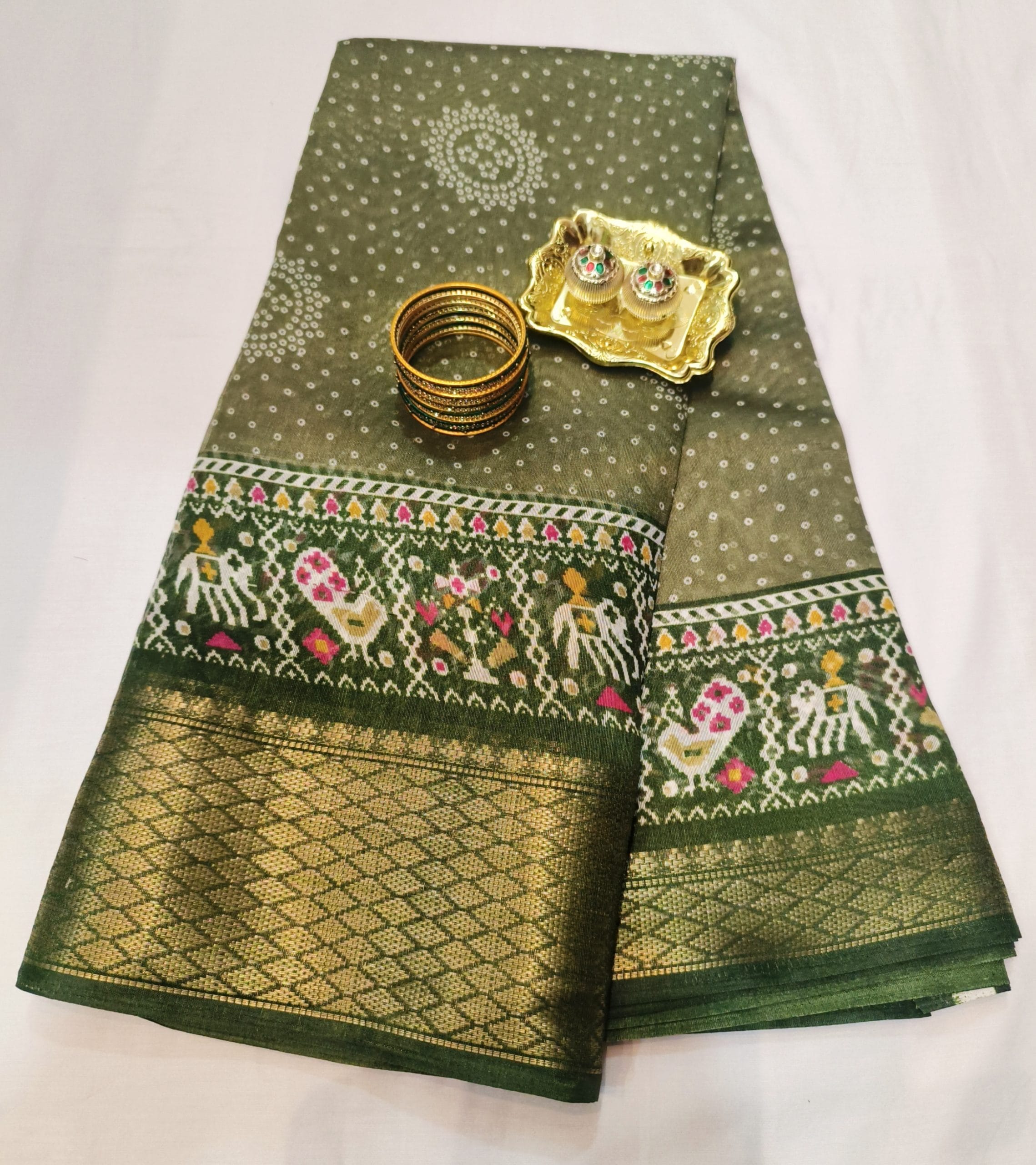 Dola Cotton Sarees (Olive) - Image 2