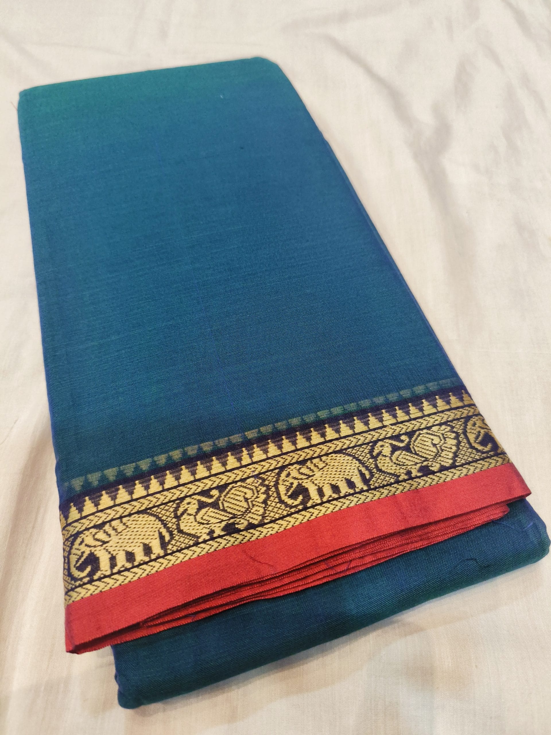 Gajra - Narayanpet Cotton Sarees (Peacock Blue) PREORDER - Image 2