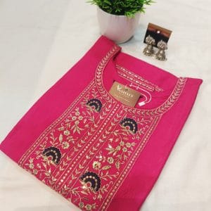 Designer Embroidered Kurtis (Dark Pink)
