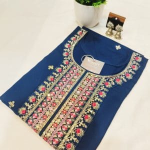 Designer Embroidered Kurtis (Teal Blue)