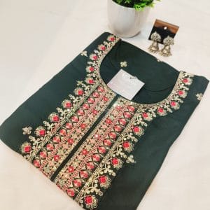 Designer Embroidered Kurtis (Dark Green)