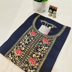 Designer Embroidered Kurtis (Dark Blue)