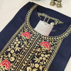Designer Embroidered Kurtis (Dark Blue)