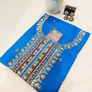 Designer Embroidered Kurtis (Sky Blue)