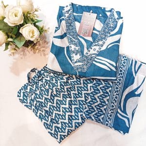 Avantika V-Neck Kurtis (Teal Blue)