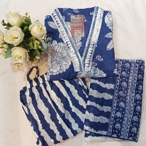 Avantika V-Neck Kurtis (Navy Blue)