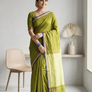 Samruddhi - Narayanpet Cotton Sarees (Olive)