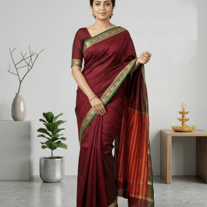 Gajra - Narayanpet Cotton Sarees (Maroon)