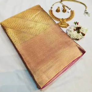 Minnoli Tissue Silk Sarees (Rose Gold 3)
