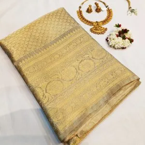 Minnoli Tissue Silk Sarees (Golden Silver)