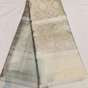 Minnoli Tissue Silk Sarees (Silver White)