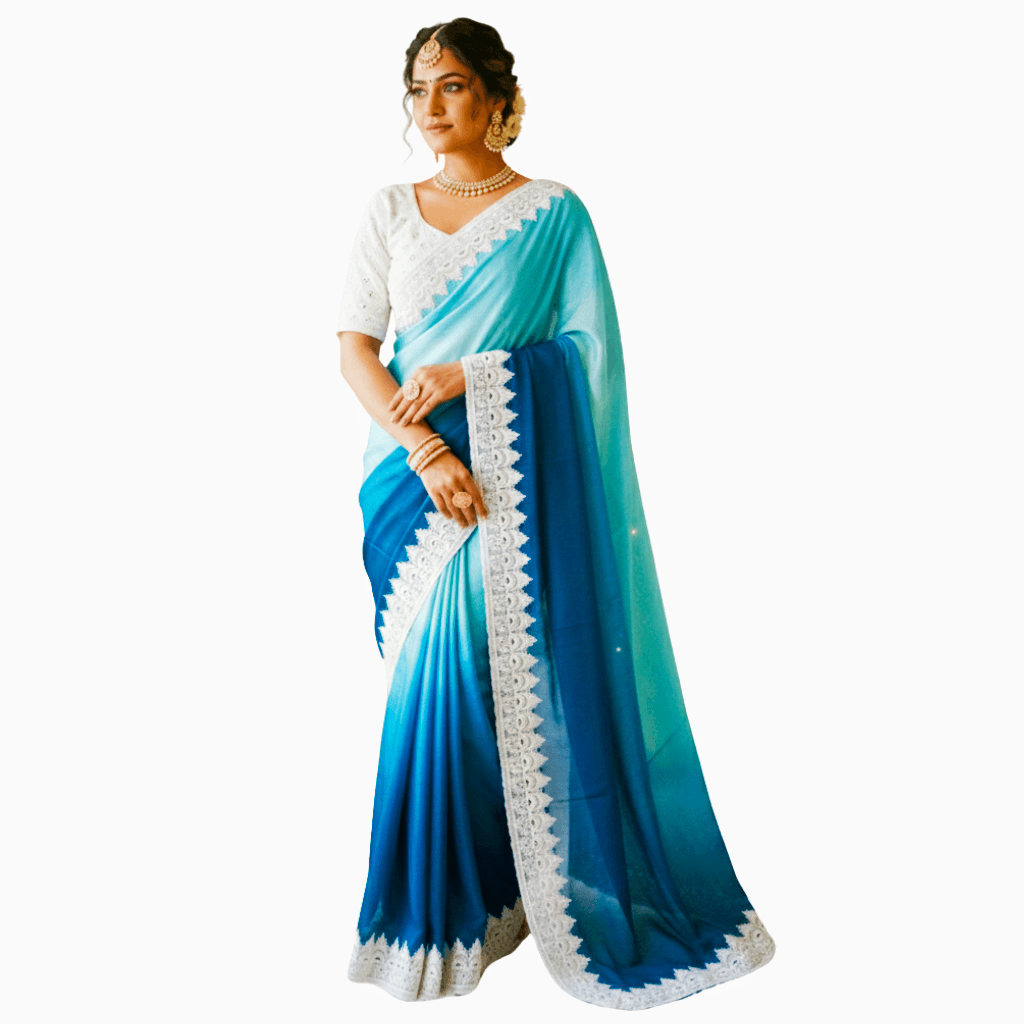 Aura Readymade Sarees (Teal Blue Ombre)