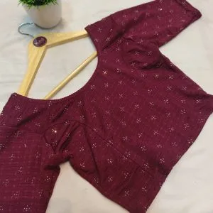 Stretchable Embroidered Blouse (Wine)