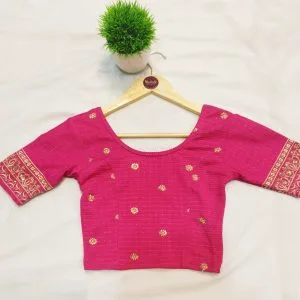 Stretchable Embroidered Blouse (Hotpink)
