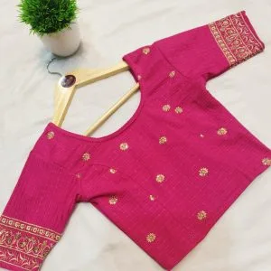 Stretchable Embroidered Blouse (Hotpink)