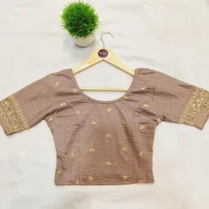 Stretchable Embroidered Blouse (Taupe Grey)