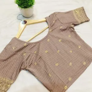 Stretchable Embroidered Blouse (Taupe Grey)