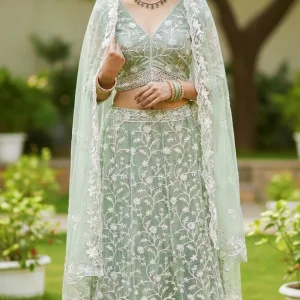 Vashaly Readymade Lehengas (Mint Green)