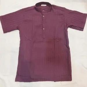 Men's Cotton Kurta (Short Sleeves - Wine)