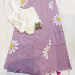 Sunflower Saree-Blouse-Jhumkas-Scrunchy Combo (Lilac)